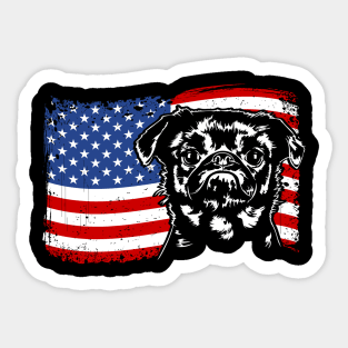 Brussels Griffon American Flag patriotic dog Sticker